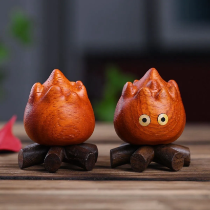 "Calcifer" Wooden Car Figurine - Howl's Moving Castle Inspired Decor